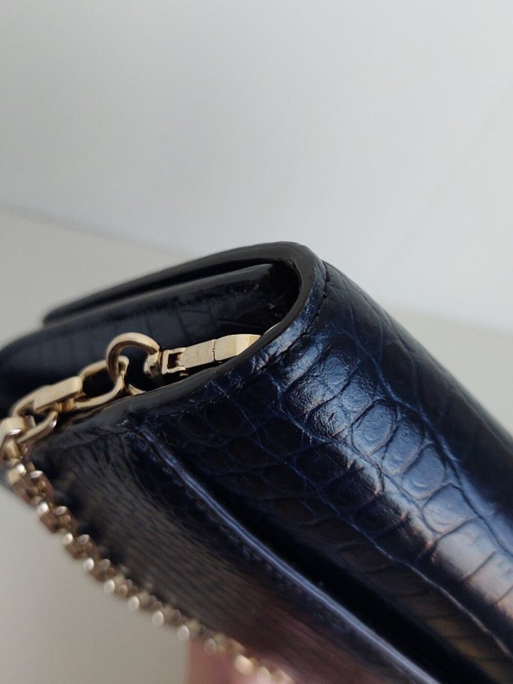 Jimmy Choo Varenne Navy Blue Croc Clutch Bag - Picture 13 of 17
